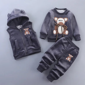 Conjunto de Frio Infantil Italia - Cinza com Urso Grande