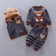 Conjunto de Frio Infantil Italia - Cinza com Urso Grande