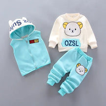 Conjunto de Frio Infantil Italia - Cinza com Marrom Escuro