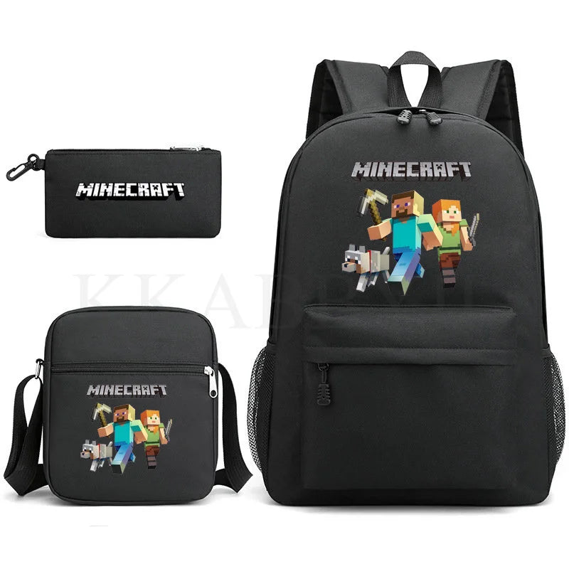 Kit Mochila Escolar e Estojo Minecraft