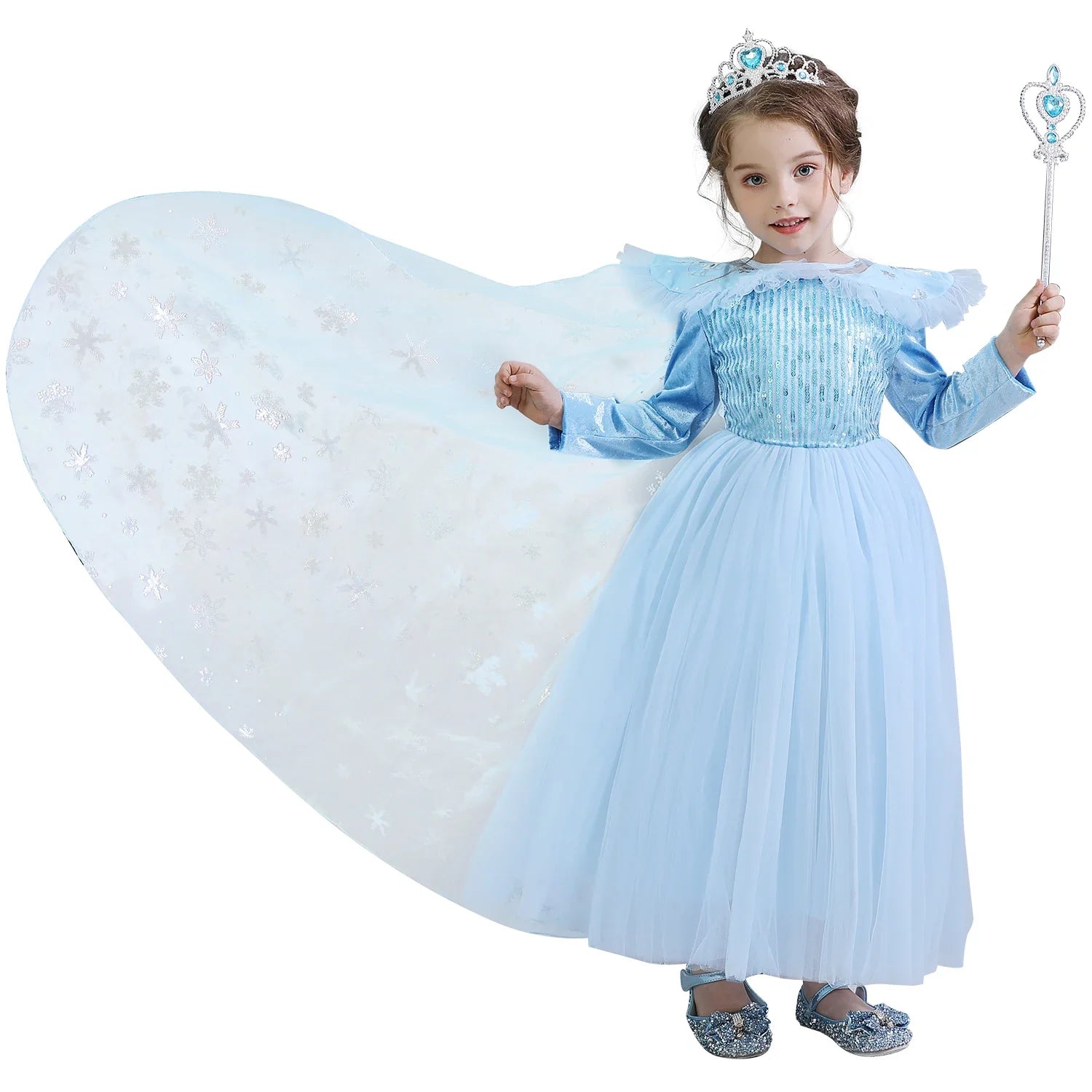 Fantasia Infantil Elsa Rainha da Neve Frozen + Acessórios