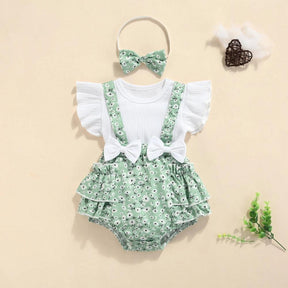 Romper Infantil Marrie Verde com Branco