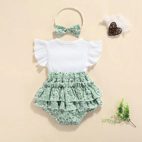 Romper Infantil Marrie Verde com Branco