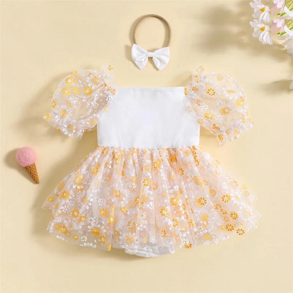 Vestidinho Pandinha Nina Florzinhas Branco