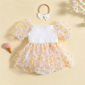 Vestidinho Pandinha Nina Florzinhas Branco