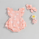 Romper Infantil  Arco-Íris Lili com Laço Rosa