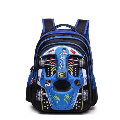 Mochila Escolar Infantil Carro de Corrida 3D