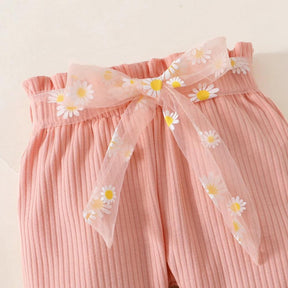 Conjunto Infantil Margaridas Body e Calça Rosa