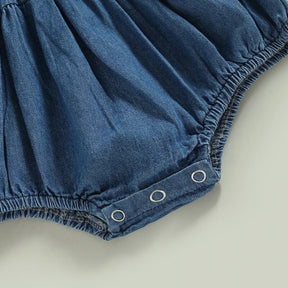 Romperzinho Infantil Pandinha Jeans Azul