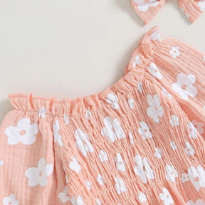 Romper infantil Florzinha Lili Manga Comprida com Laço Rosa