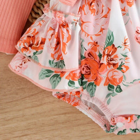 Romper Infantil Rosa Floral de Manga Comprida