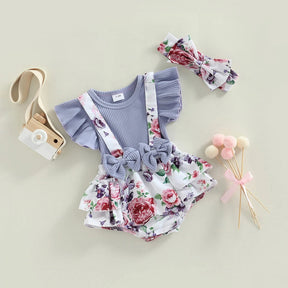 Romperzinho Infatil Mila Floral com Laço Lilás